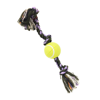 ROPE TUG 3-KNOT TENNIS BALL LG 24in