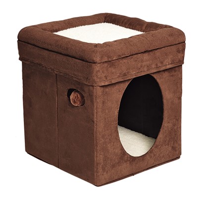 CURIOUS CAT CUBE BROWN SUEDE